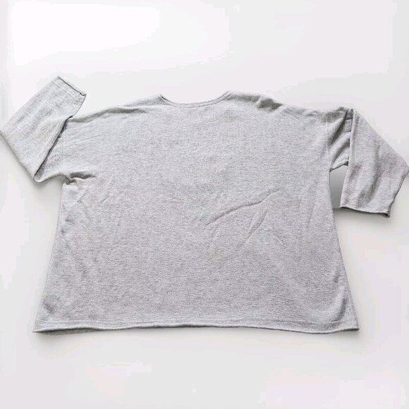 Lisa Todd Sweater Women 2X Gray Roll Neck Cuff Cotton Linen Blend Preppy Boho LS - Picture 2 of 16